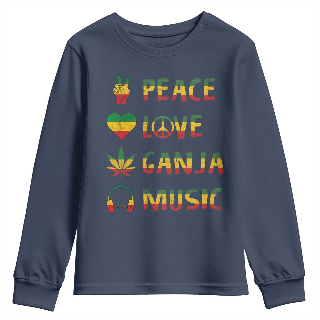 Rasta Weed Youth Sweatshirt Peace Love Ganja Marijuana Cannabis Reggae Music - Wonder Print Shop