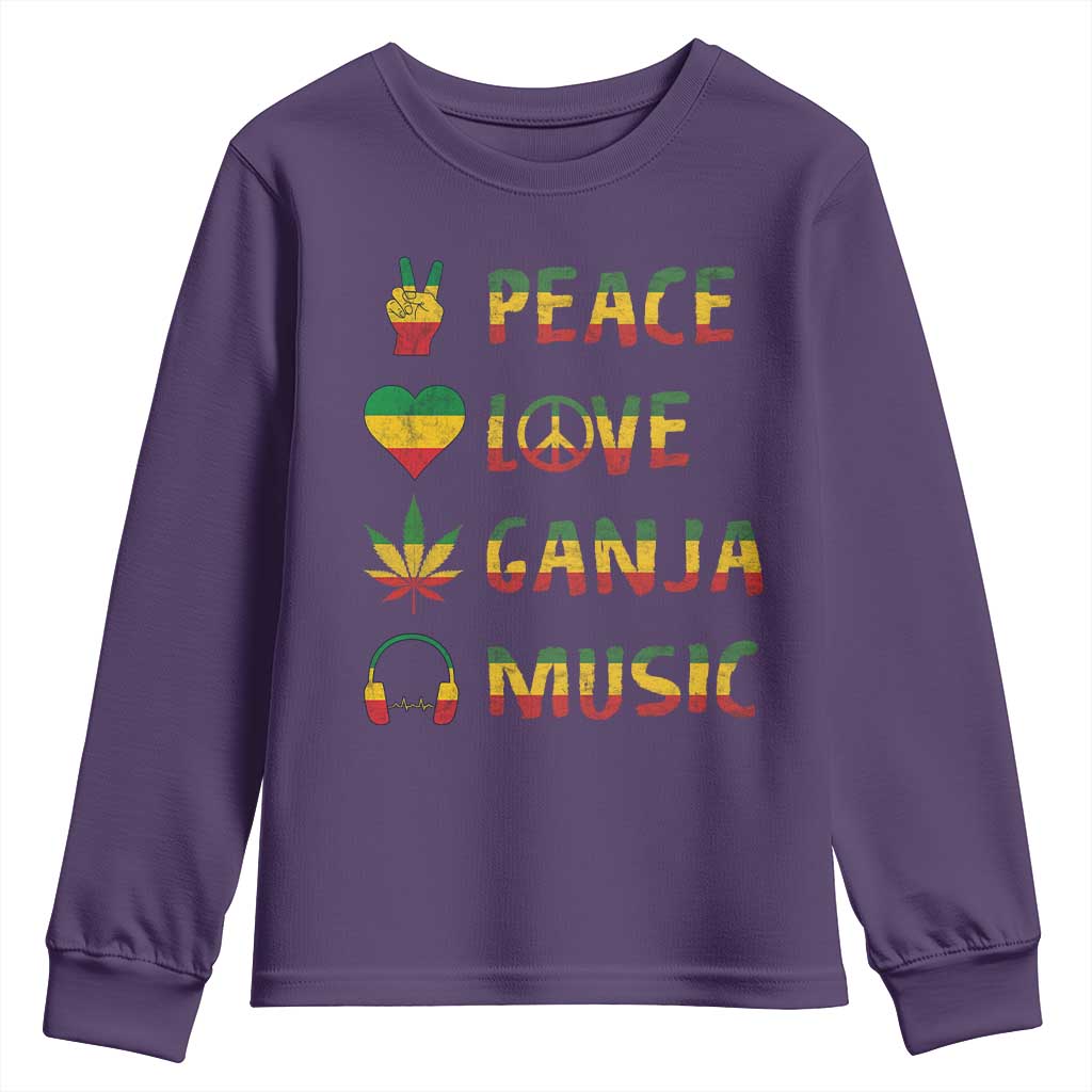 Rasta Weed Youth Sweatshirt Peace Love Ganja Marijuana Cannabis Reggae Music - Wonder Print Shop