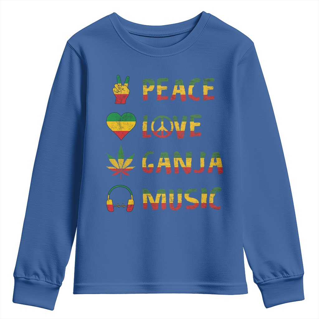 Rasta Weed Youth Sweatshirt Peace Love Ganja Marijuana Cannabis Reggae Music - Wonder Print Shop
