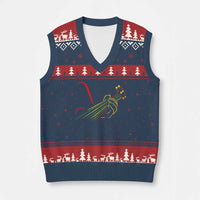 Reggae Guitar V-Neck Knit Sweater Vest Rasta Music Gift for Guitar Lovers - Wonder Print Shop