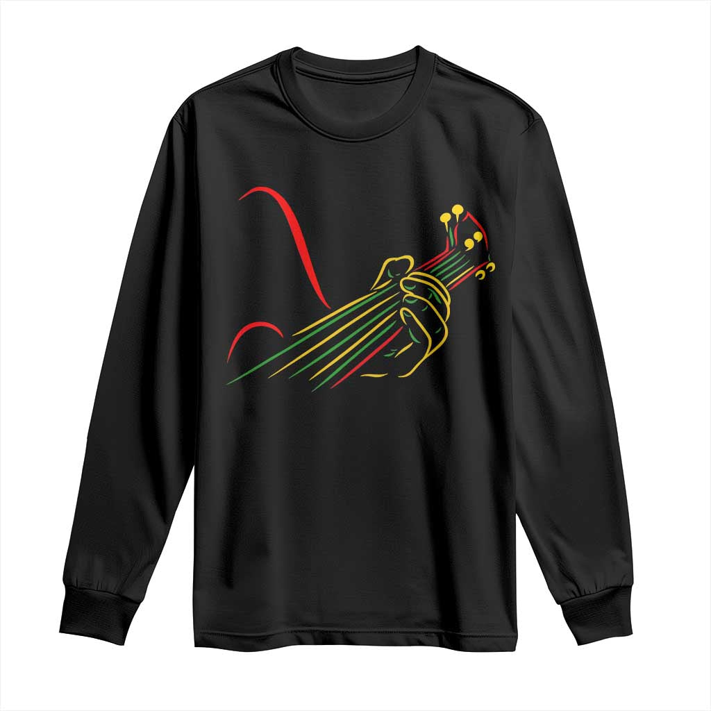 Reggae Guitar Long Sleeve Shirt Rasta Music Gift for Guitar Lovers - Wonder Print Shop
