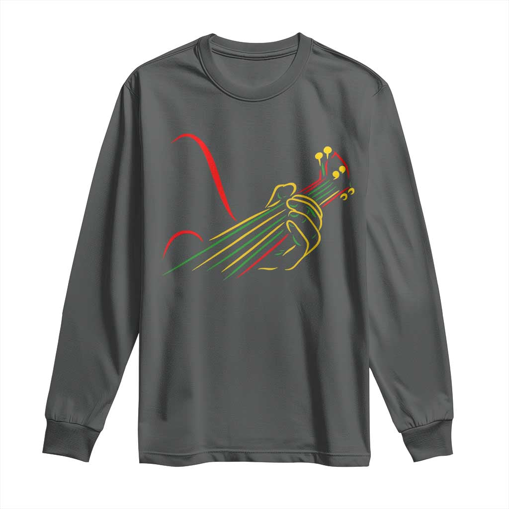 Reggae Guitar Long Sleeve Shirt Rasta Music Gift for Guitar Lovers - Wonder Print Shop