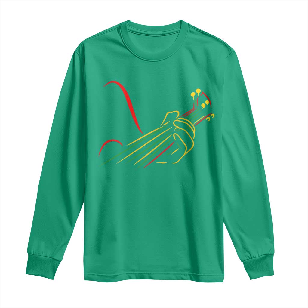 Reggae Guitar Long Sleeve Shirt Rasta Music Gift for Guitar Lovers - Wonder Print Shop
