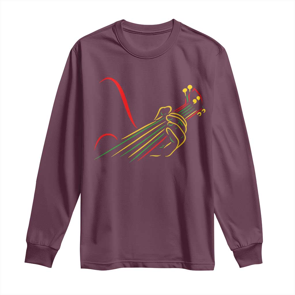 Reggae Guitar Long Sleeve Shirt Rasta Music Gift for Guitar Lovers - Wonder Print Shop