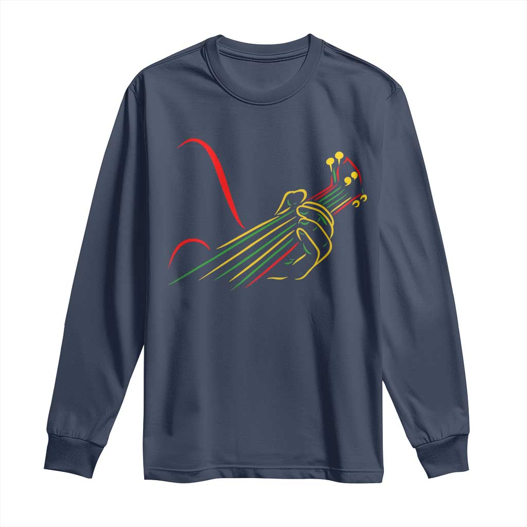 Reggae Guitar Long Sleeve Shirt Rasta Music Gift for Guitar Lovers - Wonder Print Shop
