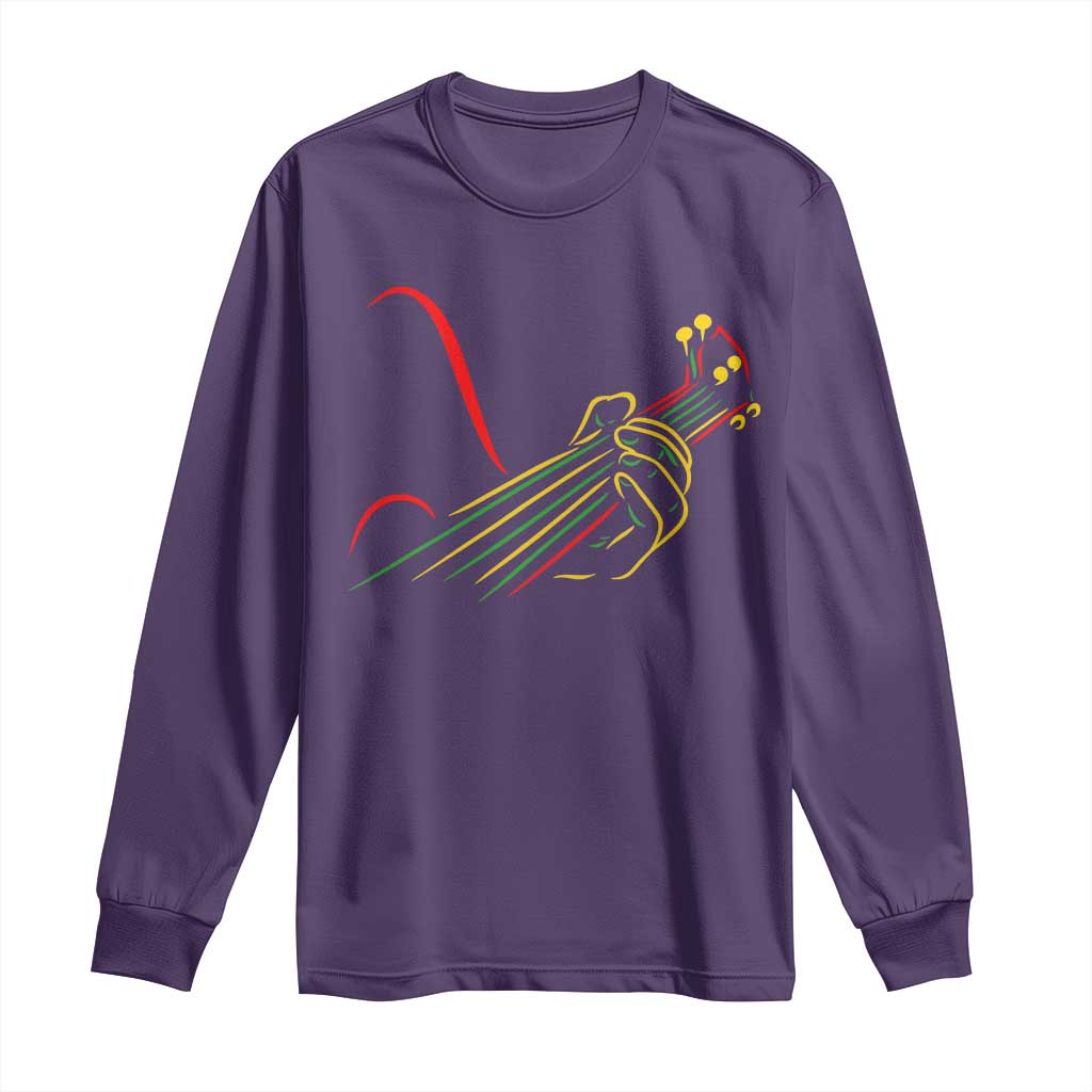Reggae Guitar Long Sleeve Shirt Rasta Music Gift for Guitar Lovers - Wonder Print Shop