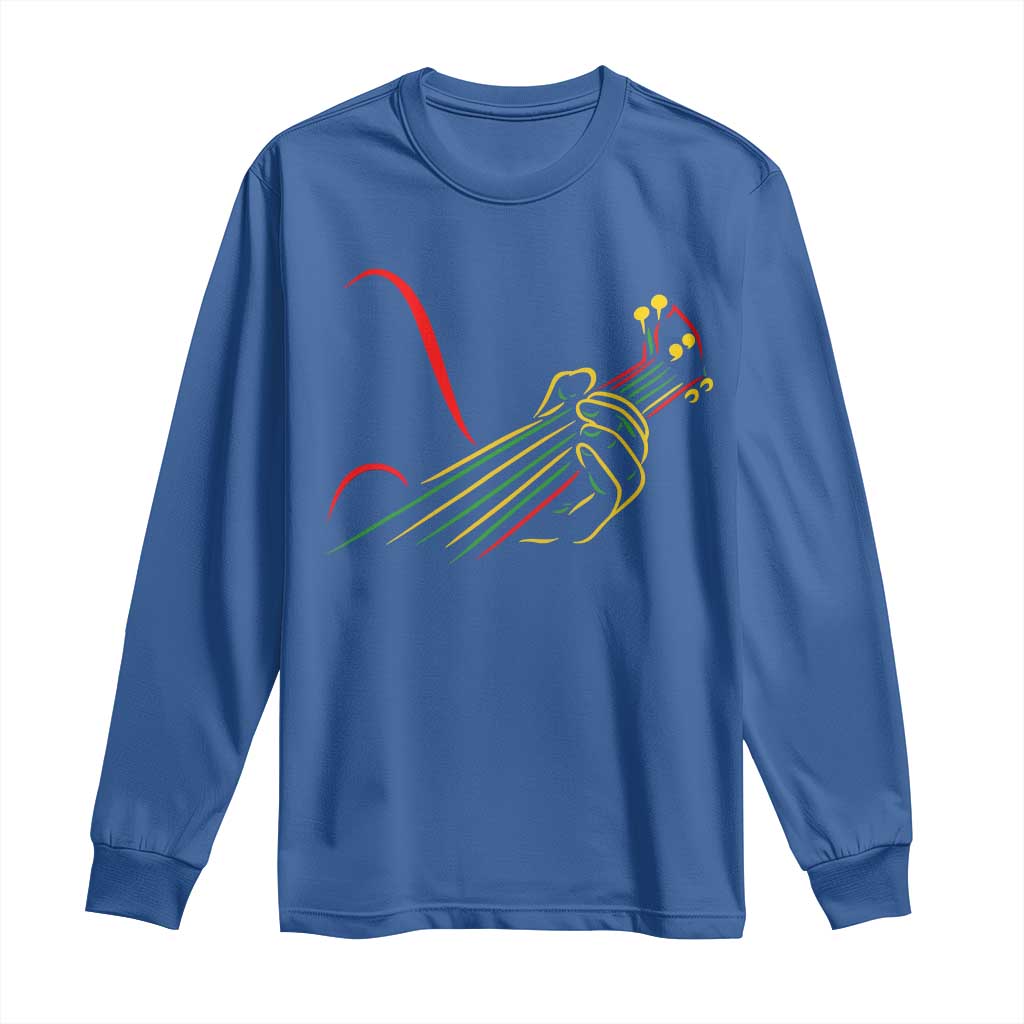 Reggae Guitar Long Sleeve Shirt Rasta Music Gift for Guitar Lovers - Wonder Print Shop
