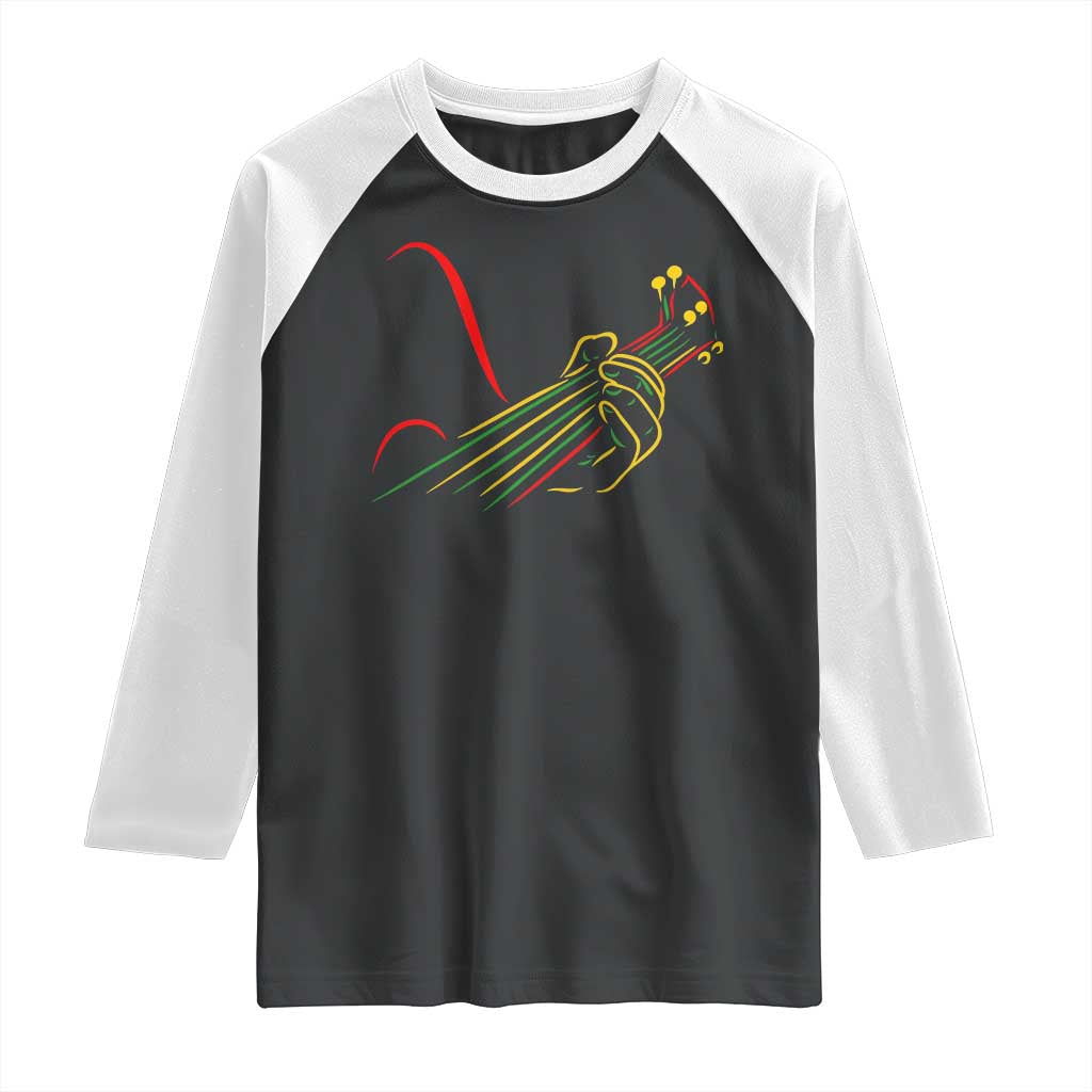 Reggae Guitar Raglan Shirt Rasta Music Gift for Guitar Lovers - Wonder Print Shop