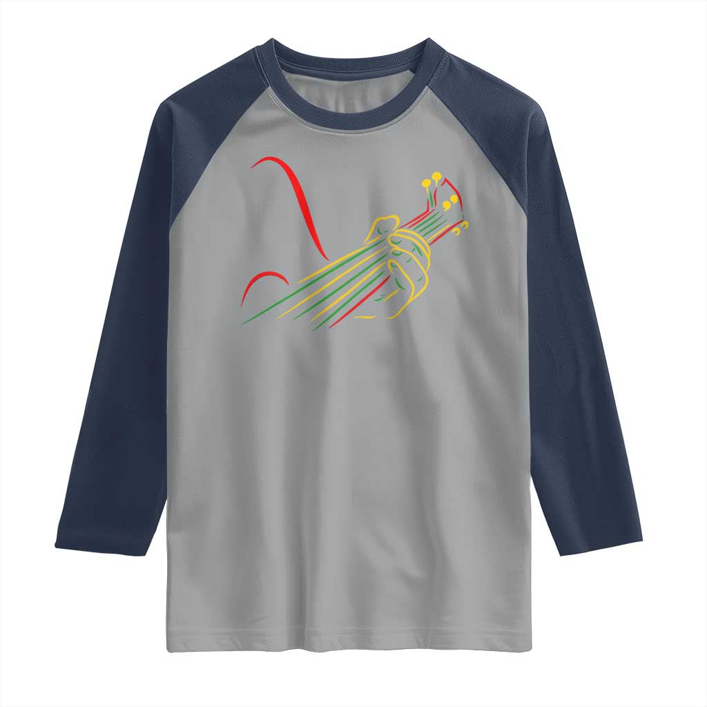 Reggae Guitar Raglan Shirt Rasta Music Gift for Guitar Lovers - Wonder Print Shop