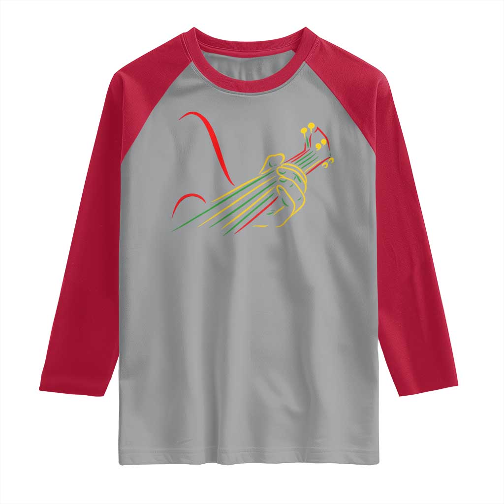 Reggae Guitar Raglan Shirt Rasta Music Gift for Guitar Lovers - Wonder Print Shop