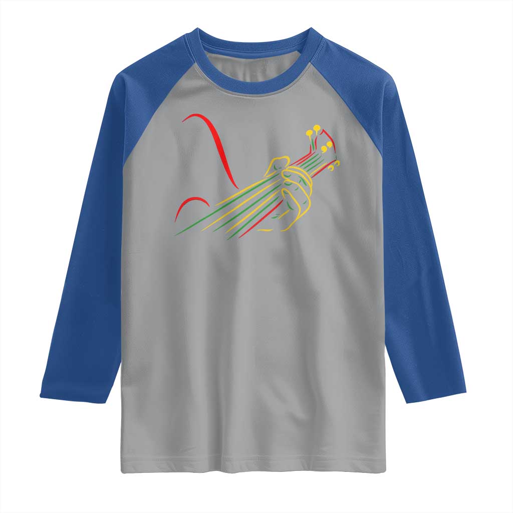 Reggae Guitar Raglan Shirt Rasta Music Gift for Guitar Lovers - Wonder Print Shop