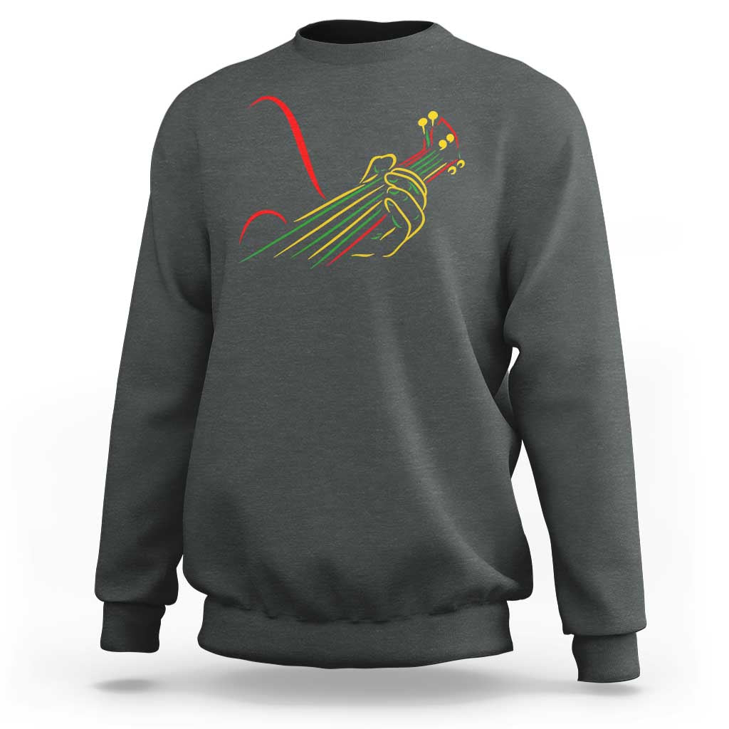 Reggae Guitar Sweatshirt Rasta Music Gift for Guitar Lovers - Wonder Print Shop