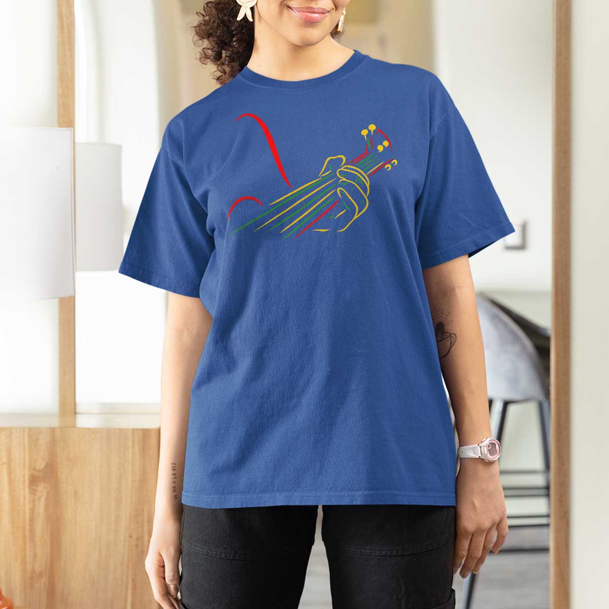 Reggae Guitar T Shirt For Women Rasta Music Gift for Guitar Lovers - Wonder Print Shop