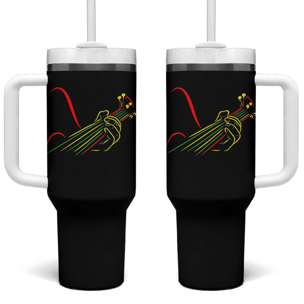 Reggae Guitar Tumbler With Handle Rasta Music Gift for Guitar Lovers - Wonder Print Shop