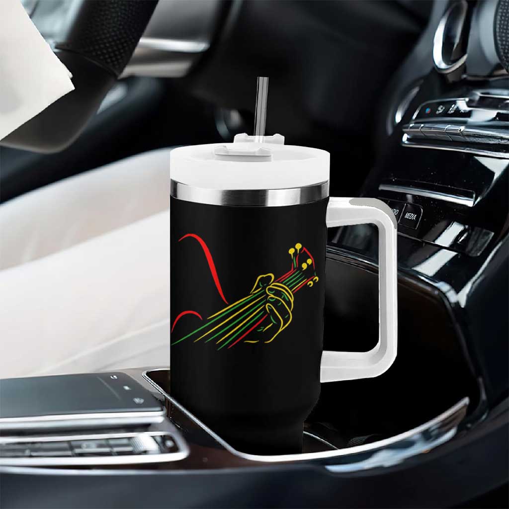 Reggae Guitar Tumbler With Handle Rasta Music Gift for Guitar Lovers - Wonder Print Shop