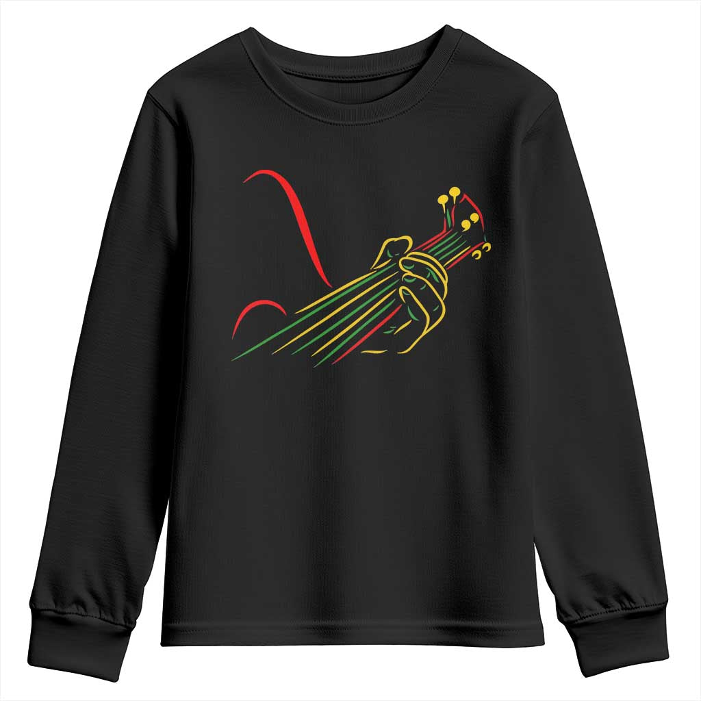 Reggae Guitar Youth Sweatshirt Rasta Music Gift for Guitar Lovers - Wonder Print Shop