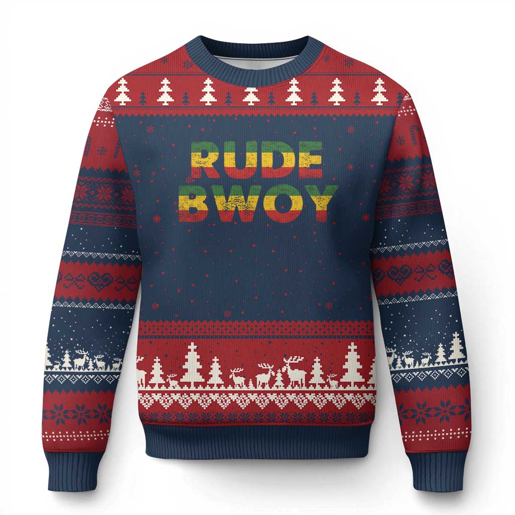Rude Boy Ugly Christmas Sweater Jamaican Rasta Reggae Roots Gifts Jamaica - Wonder Print Shop