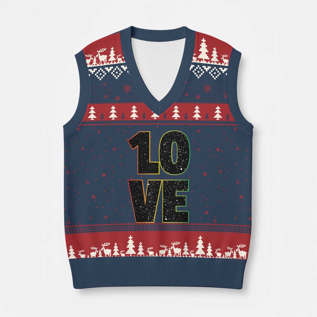 One Love Jamaican Rasta Reggage Music V-Neck Knit Sweater Vest - Wonder Print Shop
