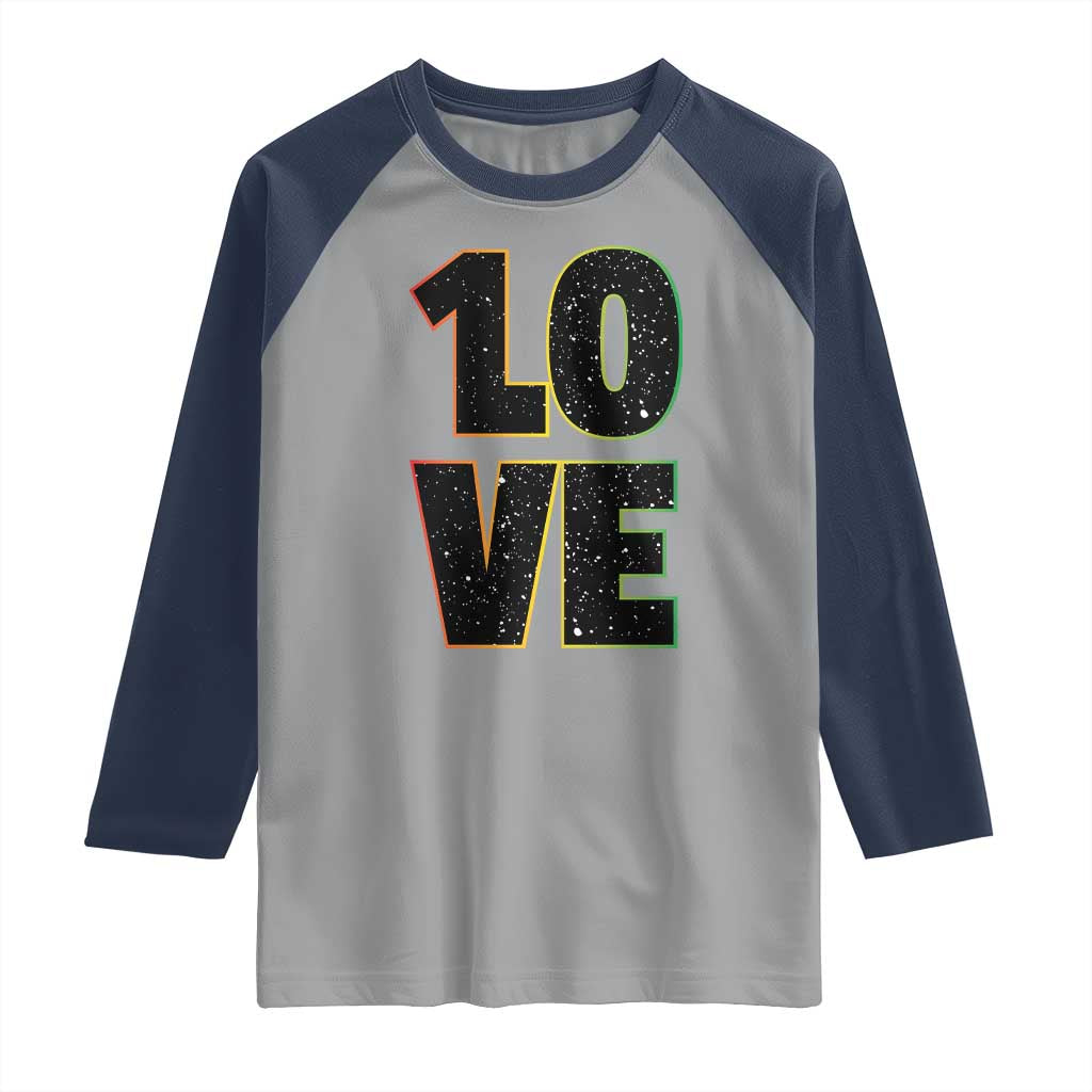 One Love Jamaican Rasta Reggage Music Raglan Shirt - Wonder Print Shop