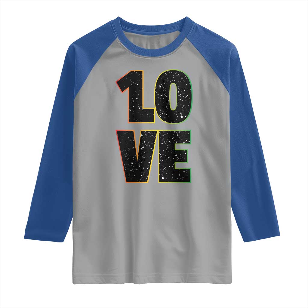 One Love Jamaican Rasta Reggage Music Raglan Shirt - Wonder Print Shop