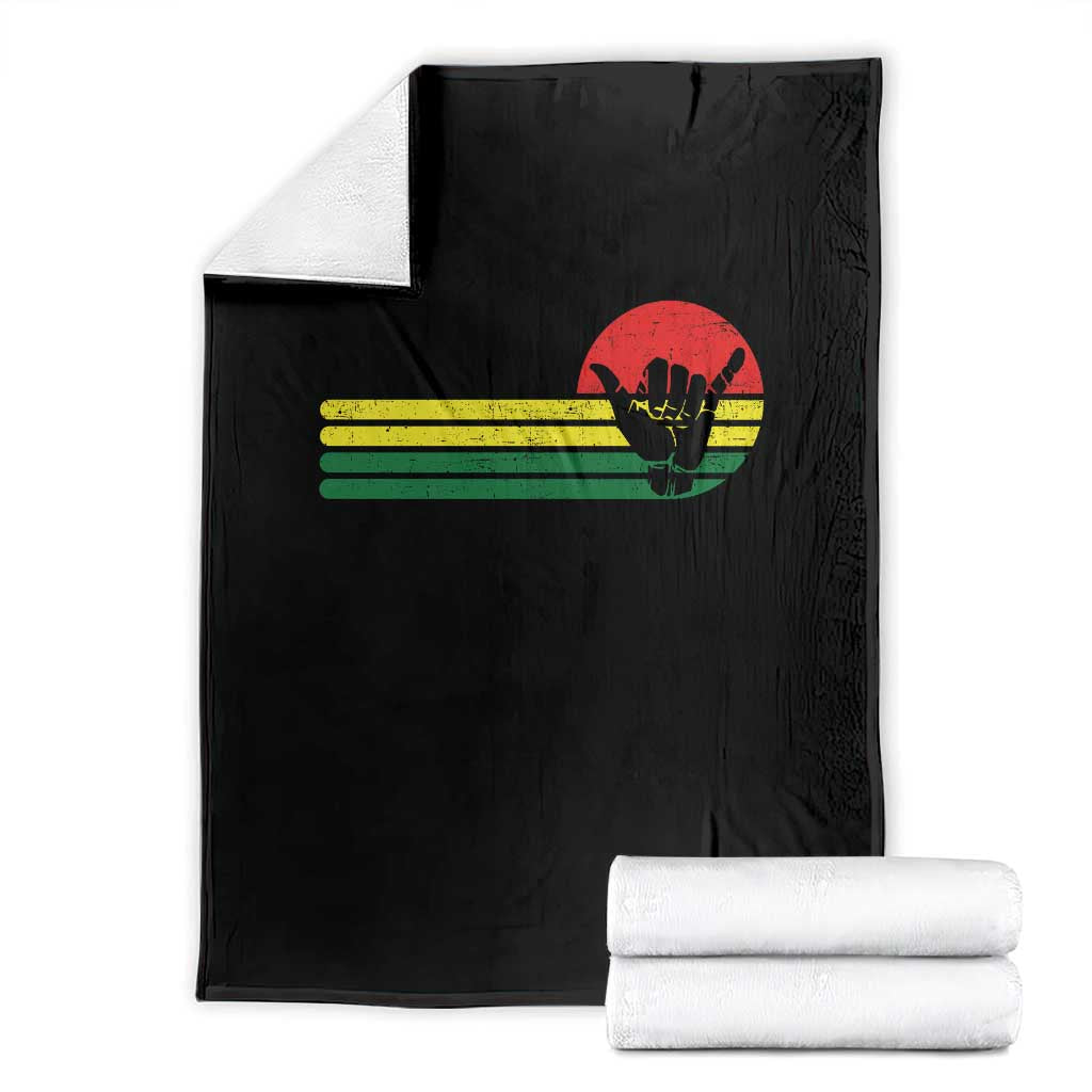 Rasta Reggae Shaka Hand Throw Blanket Retro Vintage Jamaica Flag Rasta Hawaii Shaka Sign - Wonder Print Shop