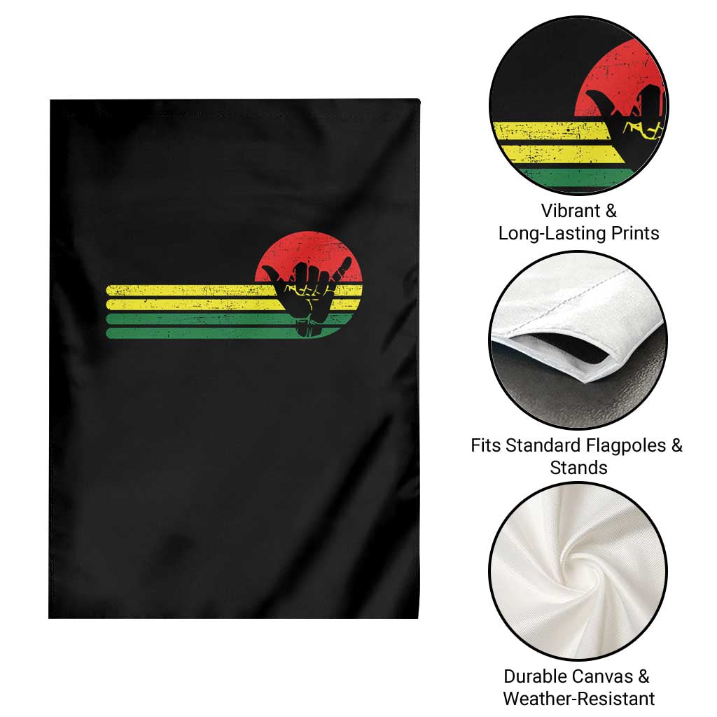 Rasta Reggae Shaka Hand Garden Flag Retro Vintage Jamaica Flag Rasta Hawaii Shaka Sign - Wonder Print Shop