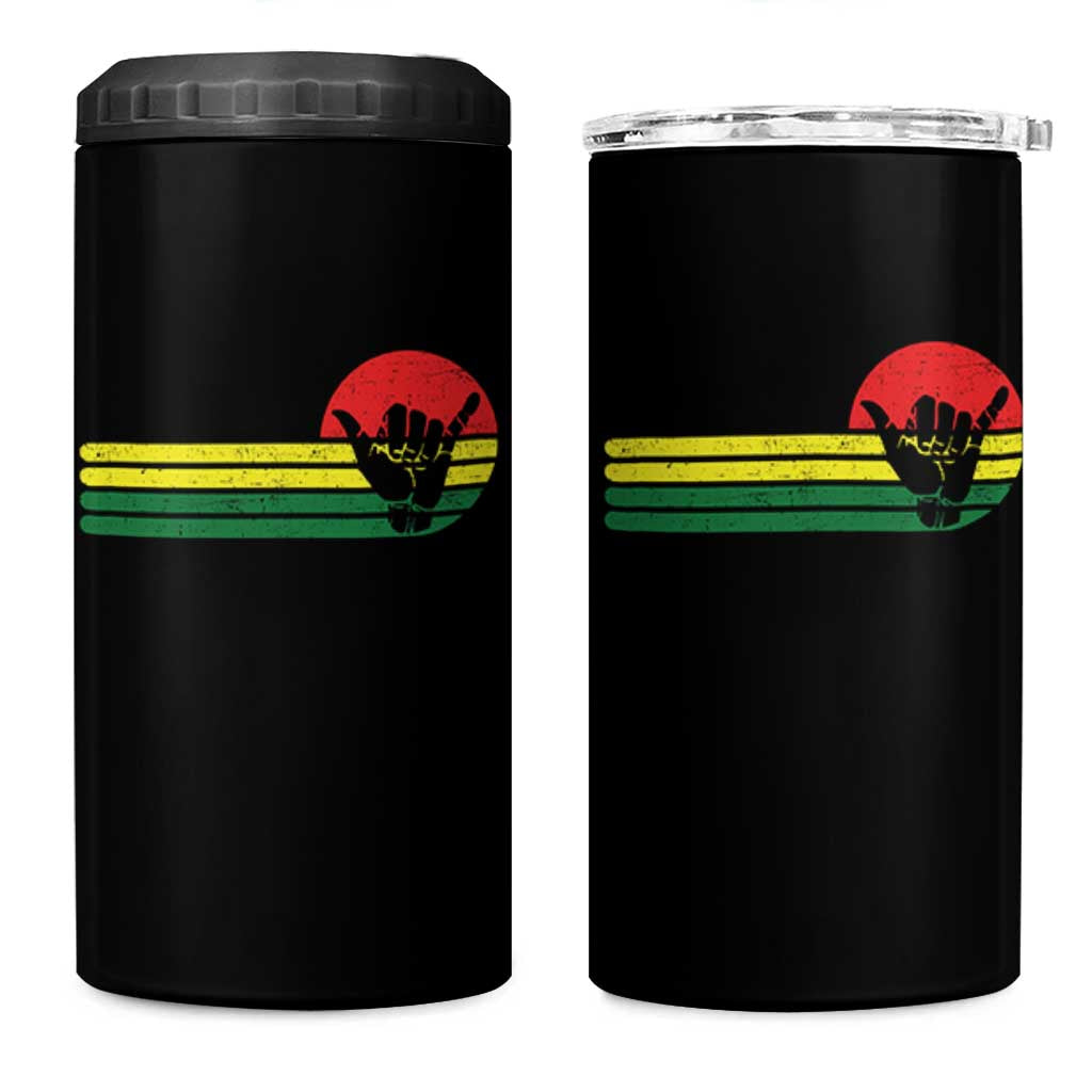 Rasta Reggae Shaka Hand 4 in 1 Can Cooler Tumbler Retro Vintage Jamaica Flag Rasta Hawaii Shaka Sign - Wonder Print Shop