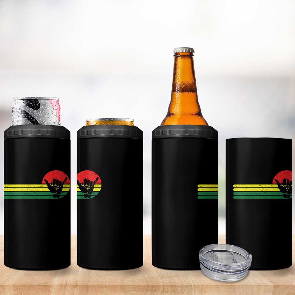 Rasta Reggae Shaka Hand 4 in 1 Can Cooler Tumbler Retro Vintage Jamaica Flag Rasta Hawaii Shaka Sign - Wonder Print Shop