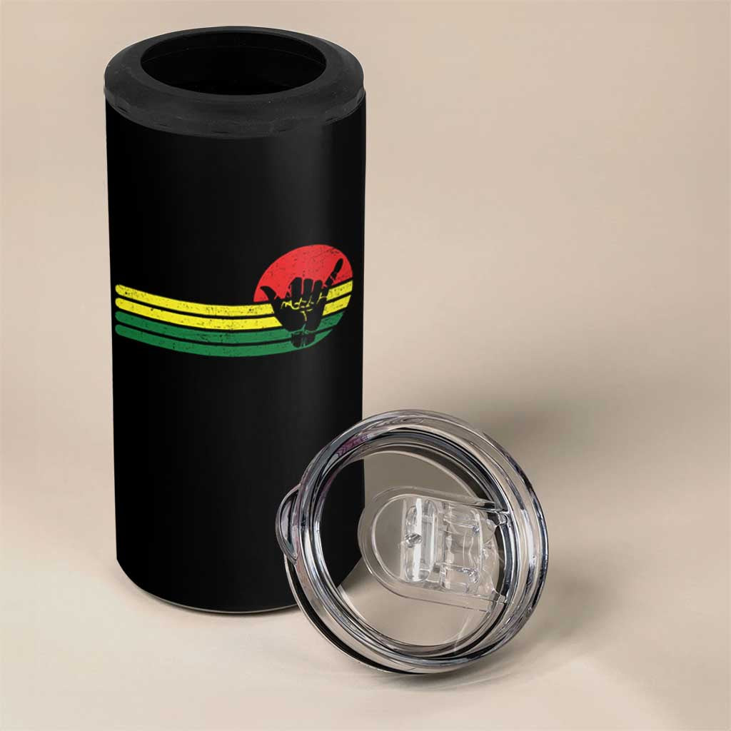 Rasta Reggae Shaka Hand 4 in 1 Can Cooler Tumbler Retro Vintage Jamaica Flag Rasta Hawaii Shaka Sign - Wonder Print Shop