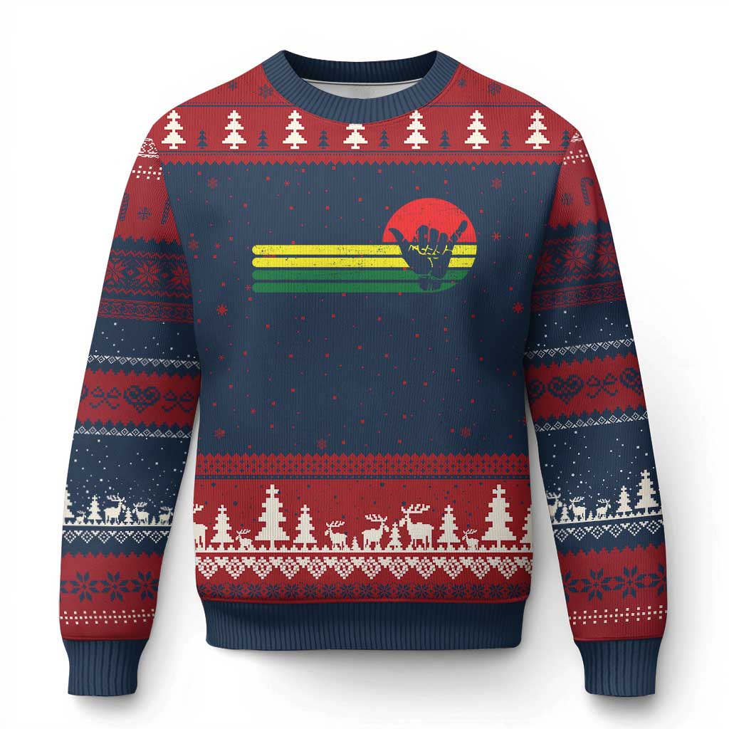 Rasta Reggae Shaka Hand Ugly Christmas Sweater Retro Vintage Jamaica Flag Rasta Hawaii Shaka Sign - Wonder Print Shop