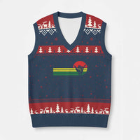 Rasta Reggae Shaka Hand V-Neck Knit Sweater Vest Retro Vintage Jamaica Flag Rasta Hawaii Shaka Sign - Wonder Print Shop