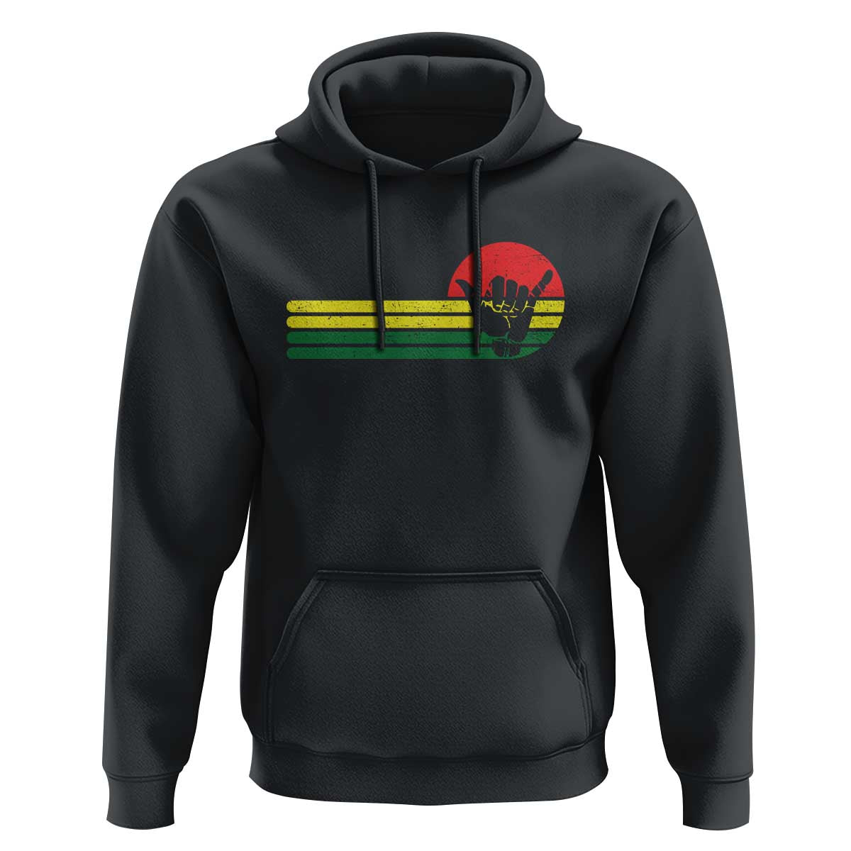 Rasta Reggae Shaka Hand Hoodie Retro Vintage Jamaica Flag Rasta Hawaii Shaka Sign - Wonder Print Shop