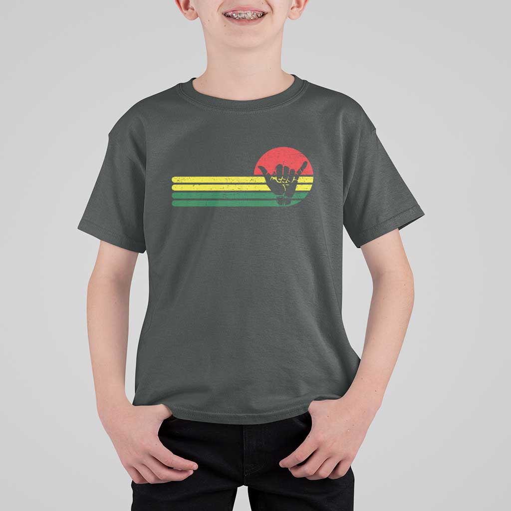 Rasta Reggae Shaka Hand T Shirt For Kid Retro Vintage Jamaica Flag Rasta Hawaii Shaka Sign - Wonder Print Shop