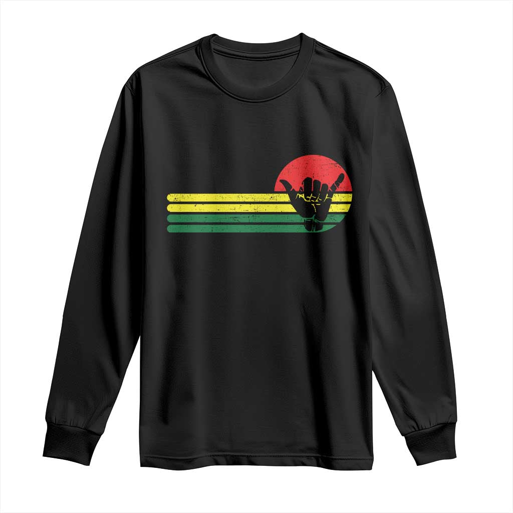 Rasta Reggae Shaka Hand Long Sleeve Shirt Retro Vintage Jamaica Flag Rasta Hawaii Shaka Sign - Wonder Print Shop