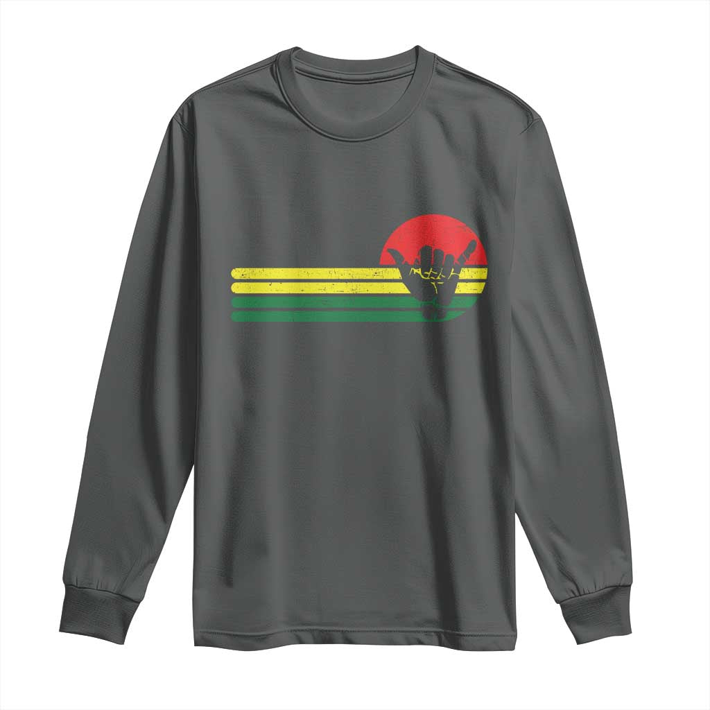 Rasta Reggae Shaka Hand Long Sleeve Shirt Retro Vintage Jamaica Flag Rasta Hawaii Shaka Sign - Wonder Print Shop