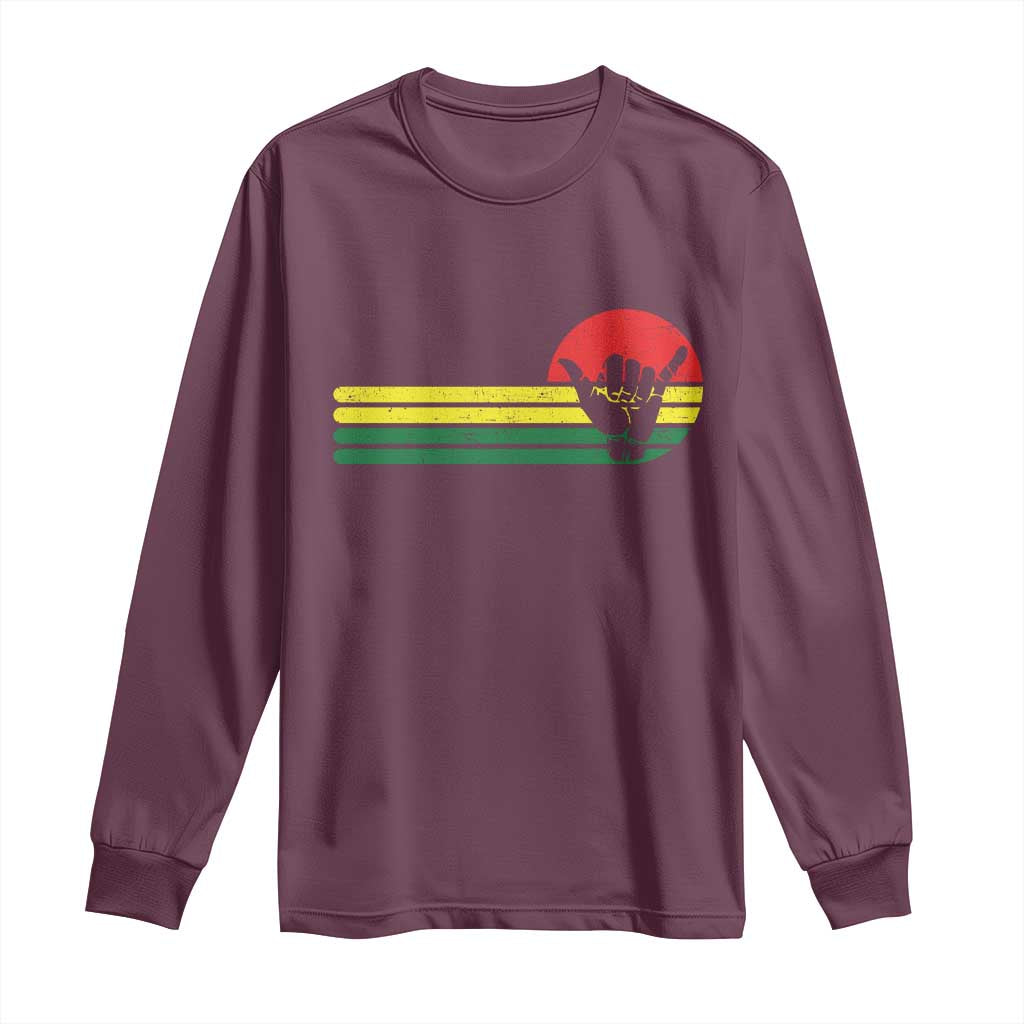 Rasta Reggae Shaka Hand Long Sleeve Shirt Retro Vintage Jamaica Flag Rasta Hawaii Shaka Sign - Wonder Print Shop
