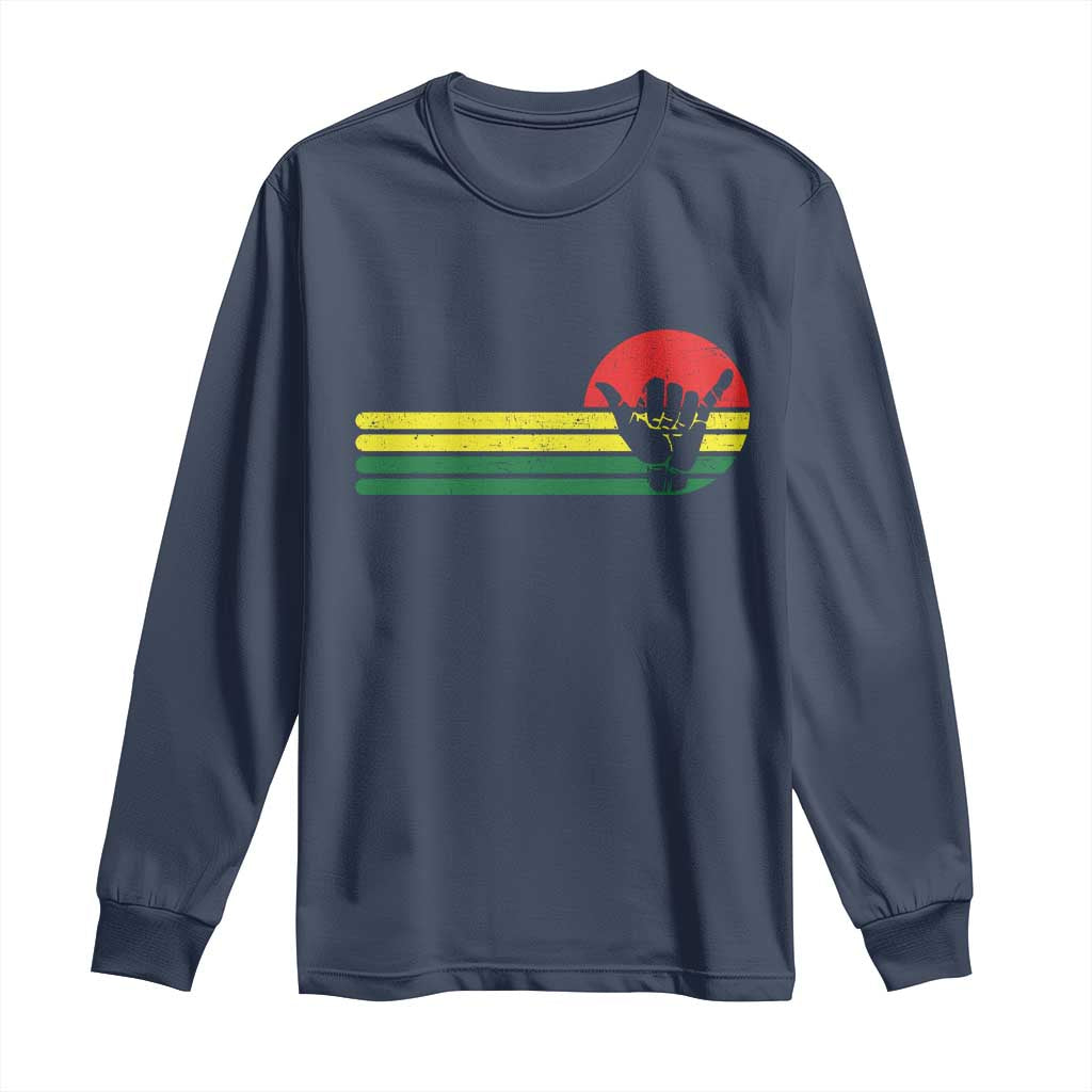Rasta Reggae Shaka Hand Long Sleeve Shirt Retro Vintage Jamaica Flag Rasta Hawaii Shaka Sign - Wonder Print Shop