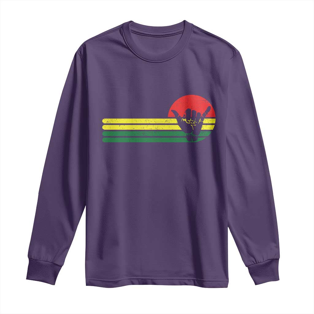 Rasta Reggae Shaka Hand Long Sleeve Shirt Retro Vintage Jamaica Flag Rasta Hawaii Shaka Sign - Wonder Print Shop
