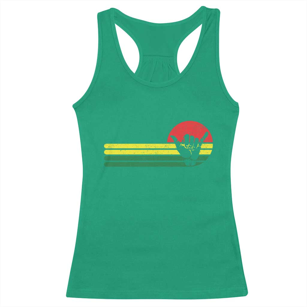 Rasta Reggae Shaka Hand Racerback Tank Top Retro Vintage Jamaica Flag Rasta Hawaii Shaka Sign - Wonder Print Shop