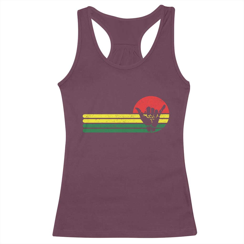 Rasta Reggae Shaka Hand Racerback Tank Top Retro Vintage Jamaica Flag Rasta Hawaii Shaka Sign - Wonder Print Shop