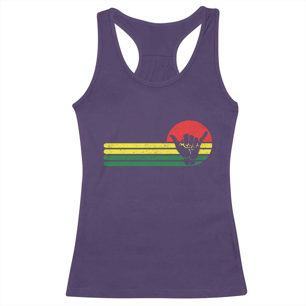 Rasta Reggae Shaka Hand Racerback Tank Top Retro Vintage Jamaica Flag Rasta Hawaii Shaka Sign - Wonder Print Shop