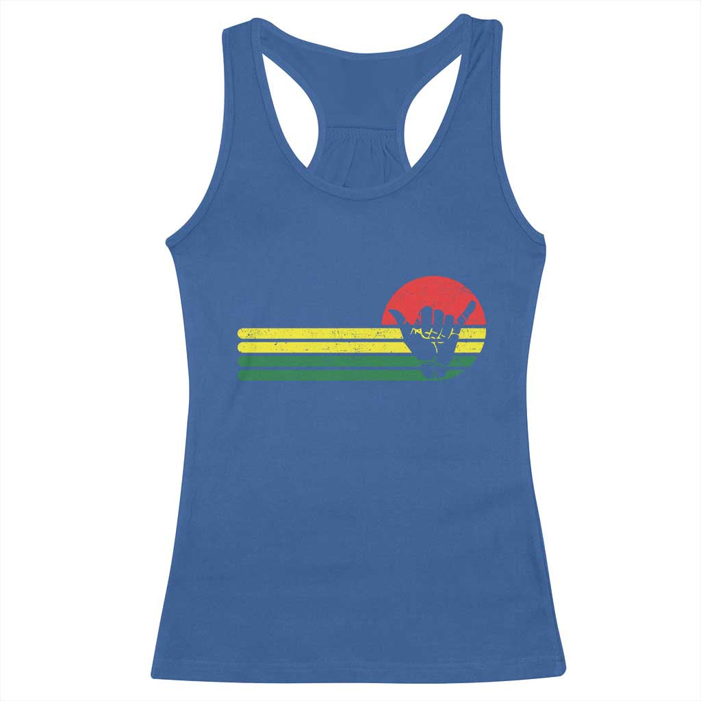 Rasta Reggae Shaka Hand Racerback Tank Top Retro Vintage Jamaica Flag Rasta Hawaii Shaka Sign - Wonder Print Shop