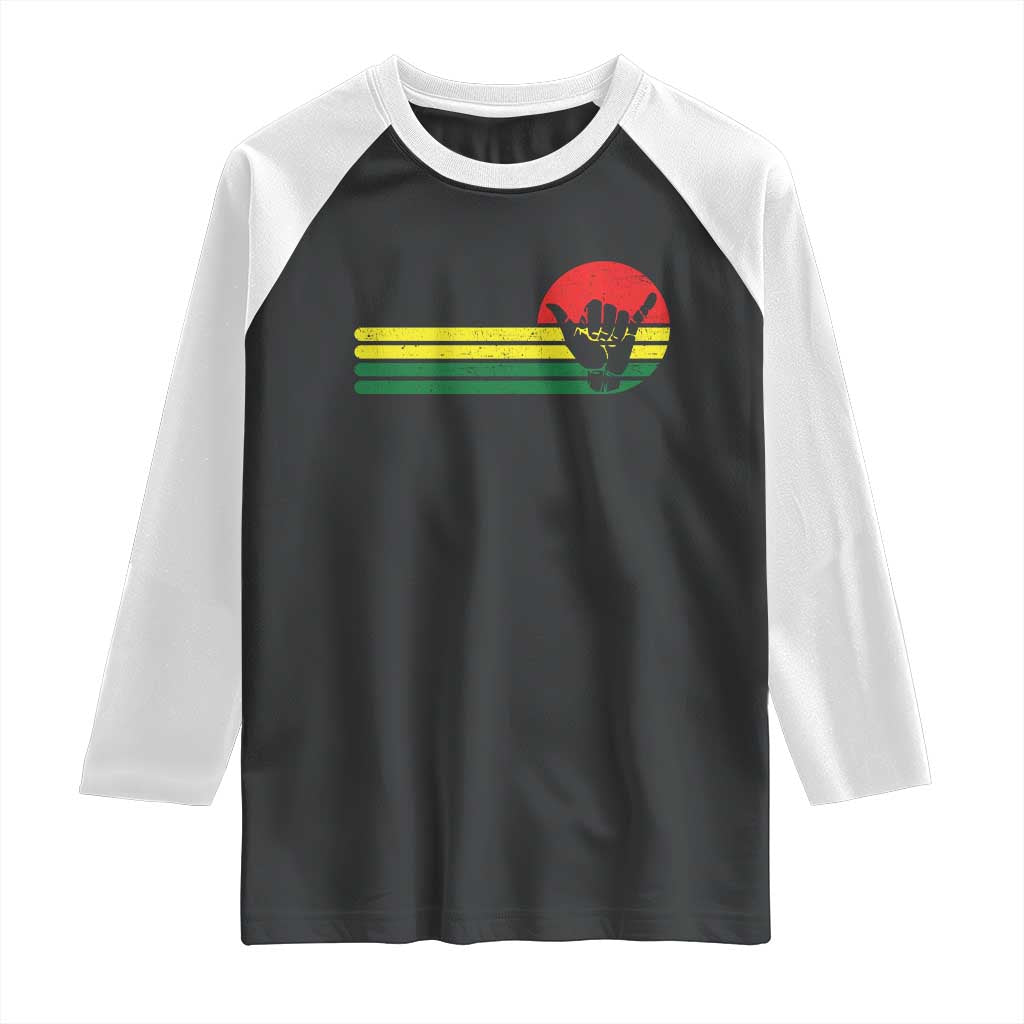 Rasta Reggae Shaka Hand Raglan Shirt Retro Vintage Jamaica Flag Rasta Hawaii Shaka Sign - Wonder Print Shop