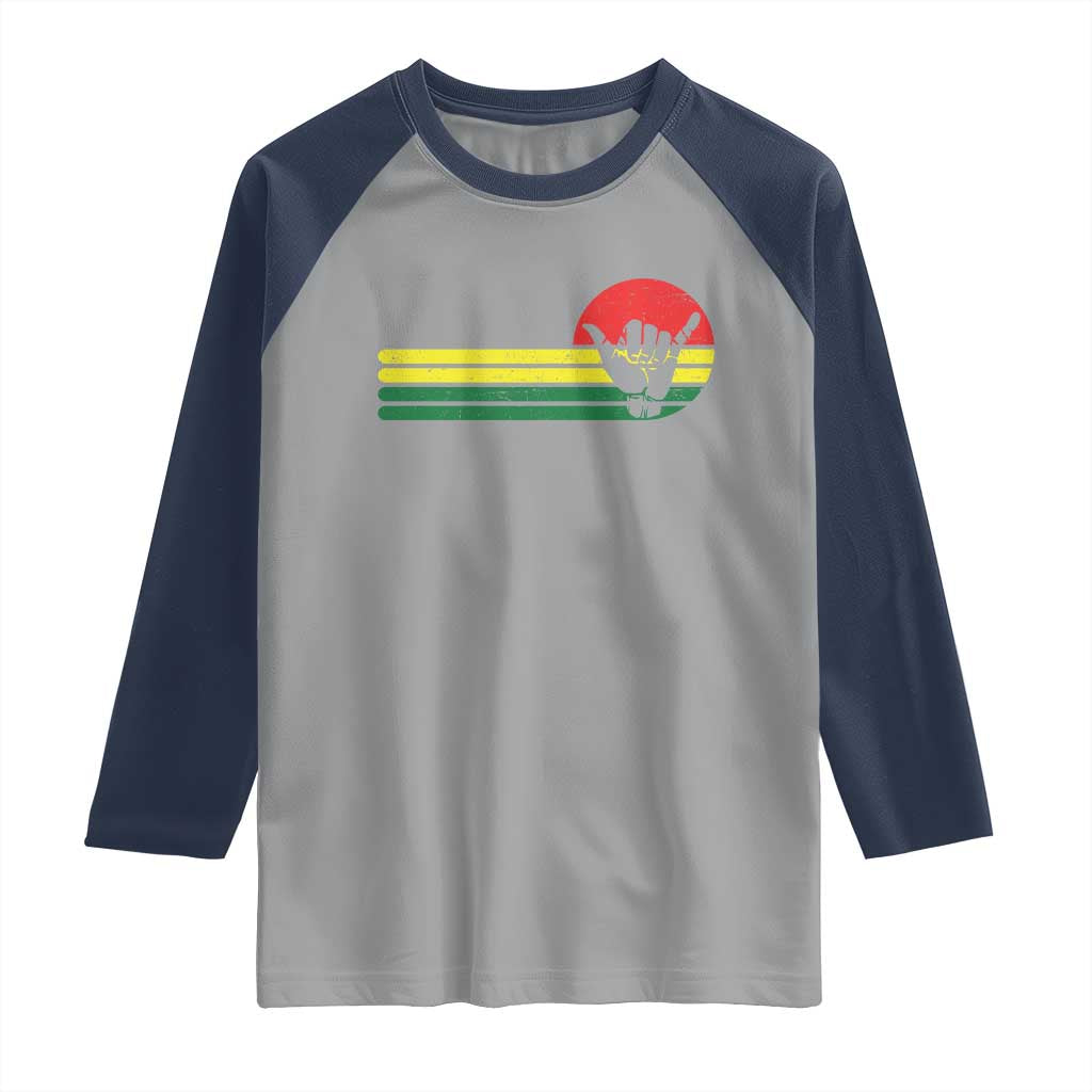 Rasta Reggae Shaka Hand Raglan Shirt Retro Vintage Jamaica Flag Rasta Hawaii Shaka Sign - Wonder Print Shop