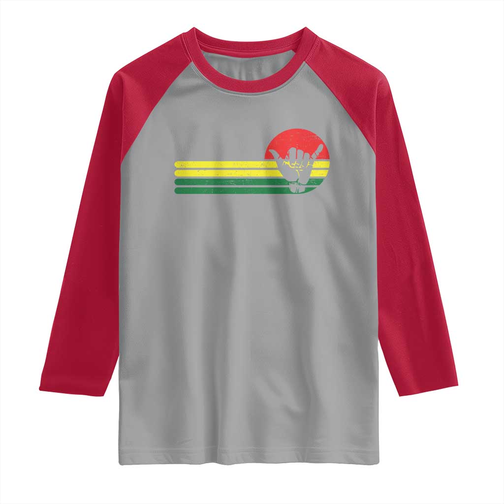 Rasta Reggae Shaka Hand Raglan Shirt Retro Vintage Jamaica Flag Rasta Hawaii Shaka Sign - Wonder Print Shop