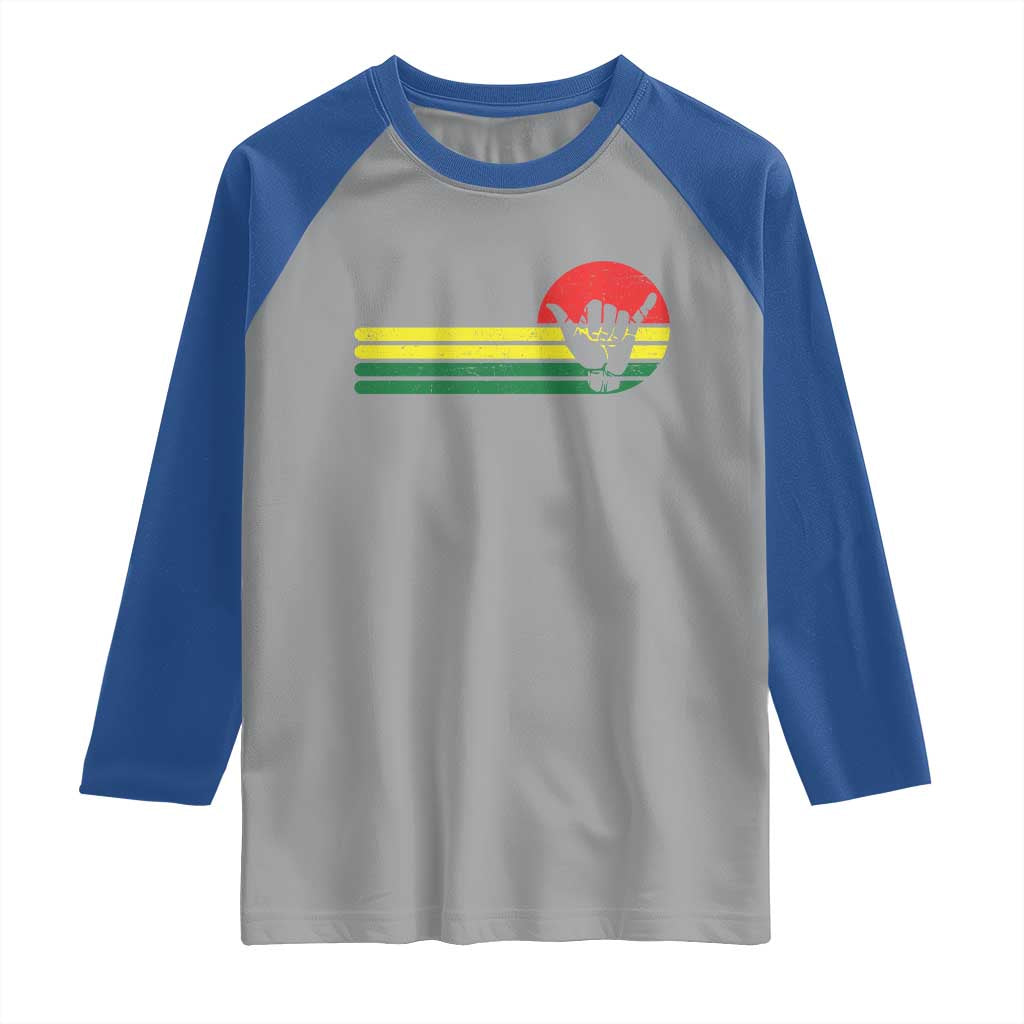 Rasta Reggae Shaka Hand Raglan Shirt Retro Vintage Jamaica Flag Rasta Hawaii Shaka Sign - Wonder Print Shop