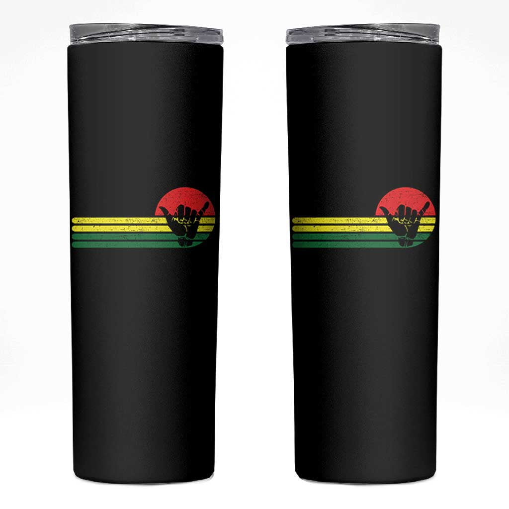 Rasta Reggae Shaka Hand Skinny Tumbler Retro Vintage Jamaica Flag Rasta Hawaii Shaka Sign - Wonder Print Shop