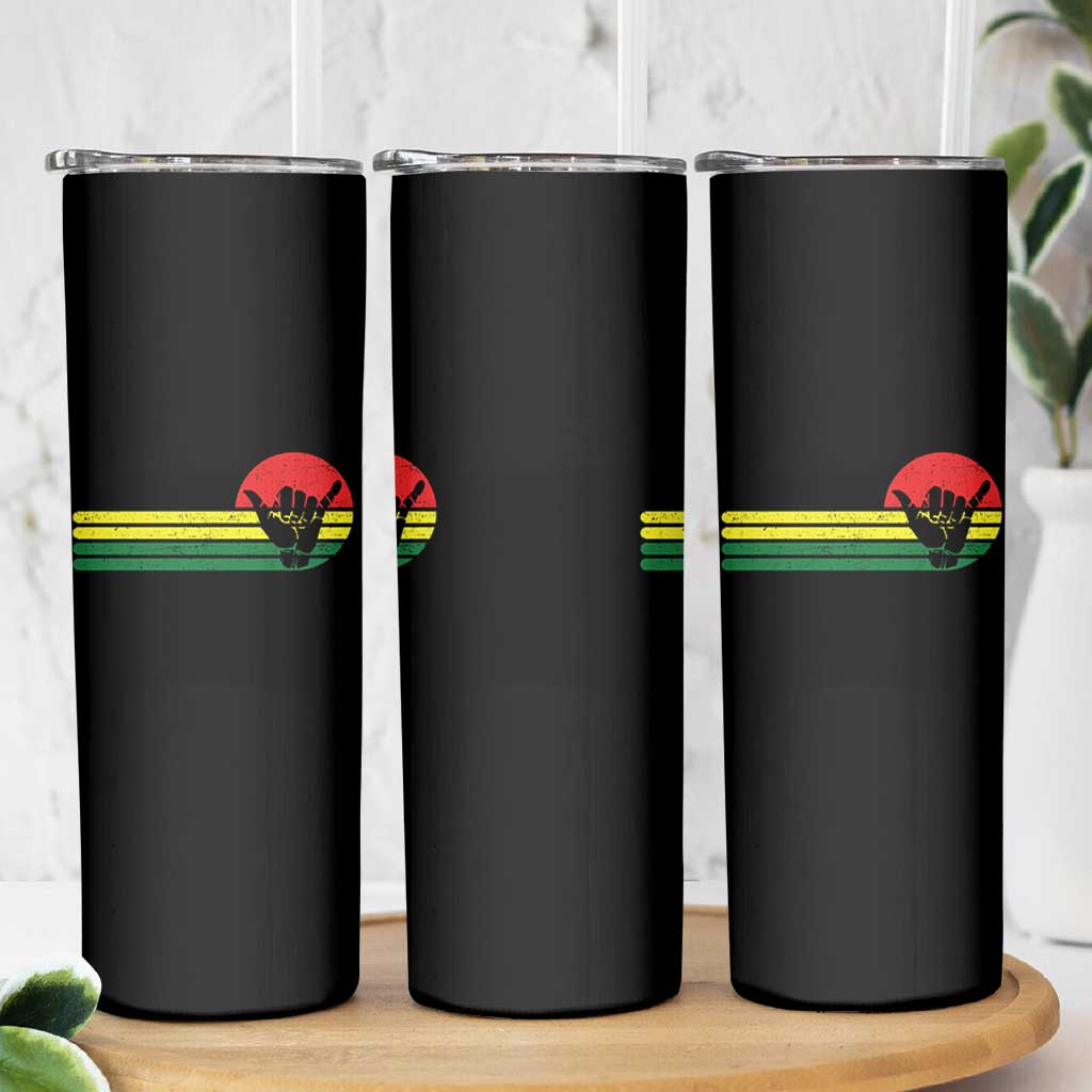 Rasta Reggae Shaka Hand Skinny Tumbler Retro Vintage Jamaica Flag Rasta Hawaii Shaka Sign - Wonder Print Shop