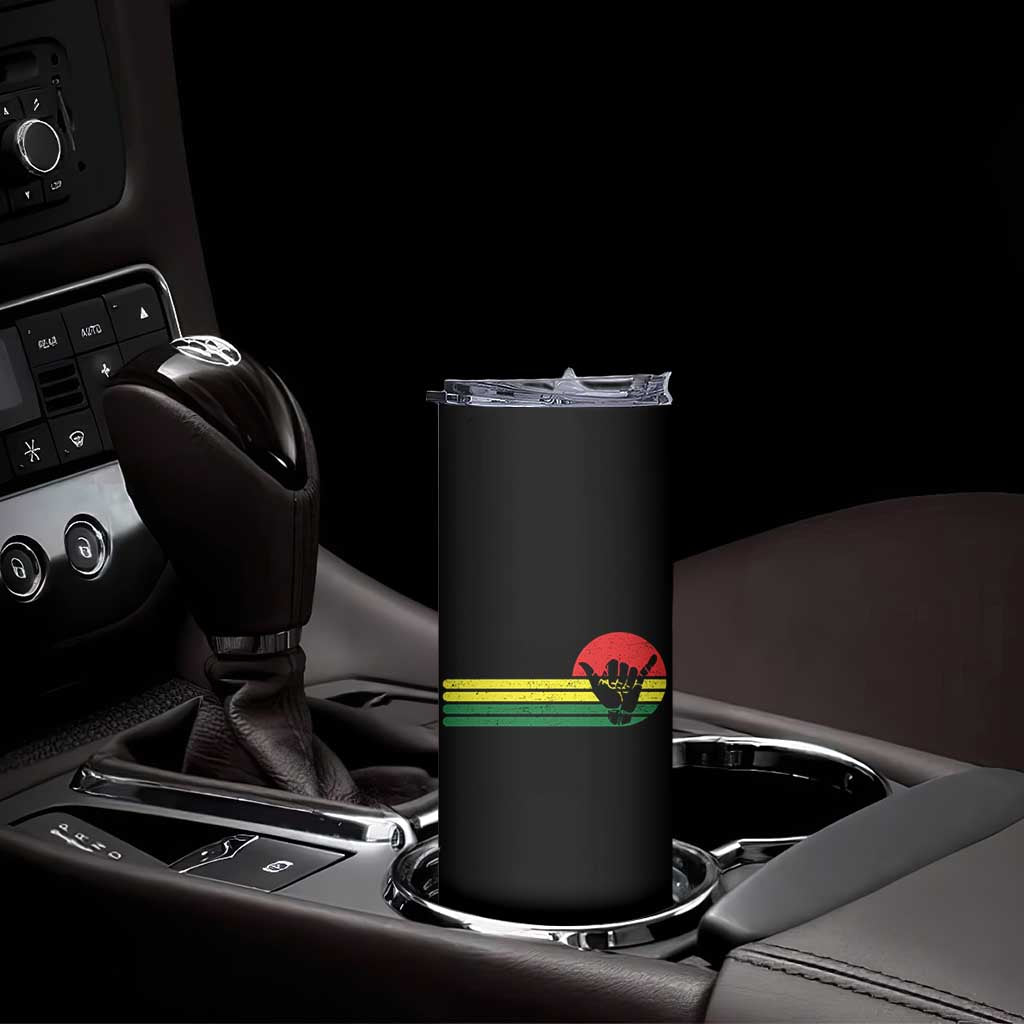 Rasta Reggae Shaka Hand Skinny Tumbler Retro Vintage Jamaica Flag Rasta Hawaii Shaka Sign - Wonder Print Shop