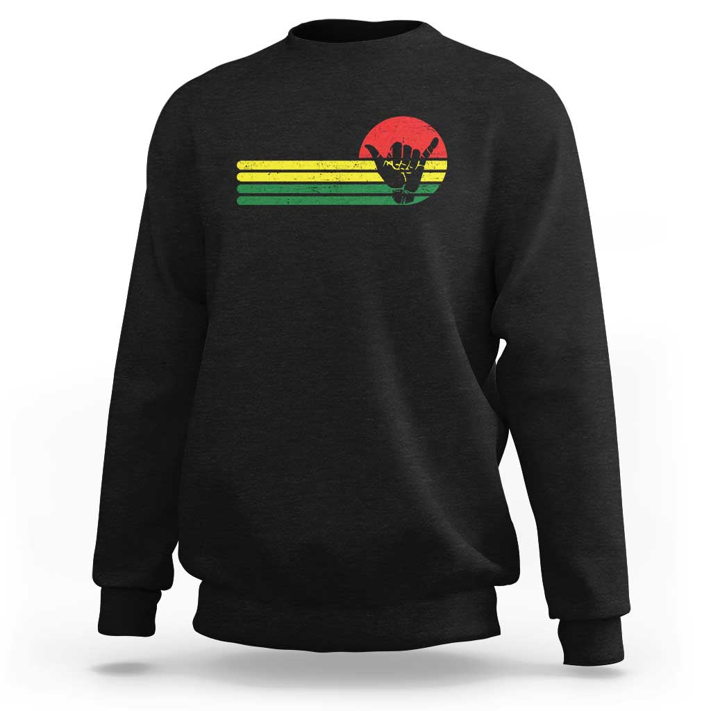 Rasta Reggae Shaka Hand Sweatshirt Retro Vintage Jamaica Flag Rasta Hawaii Shaka Sign - Wonder Print Shop